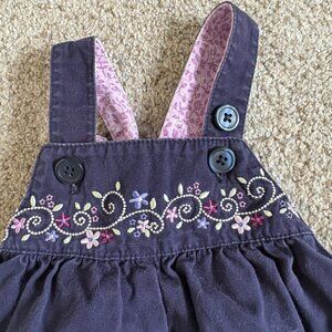 Vintage Gymboree Cotton Overalls Baby Girls 0-3 months Embroidered Floral